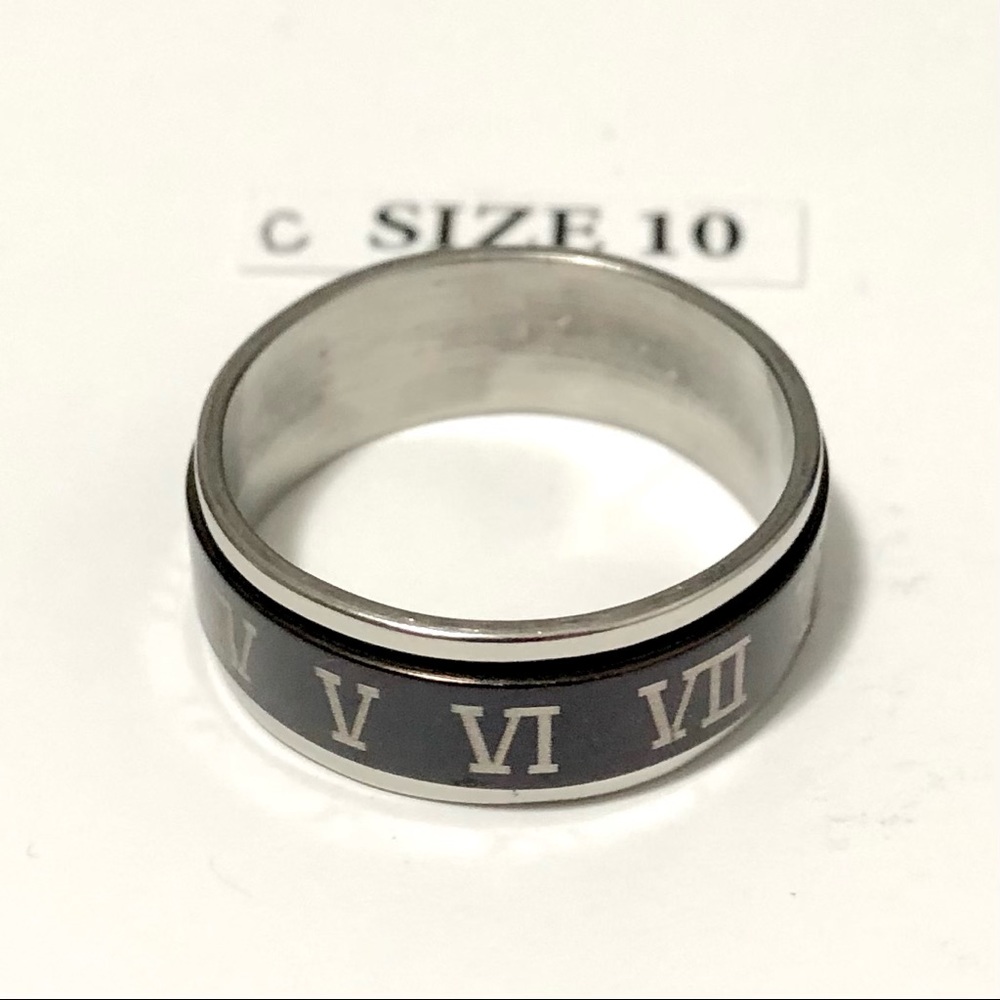 Roman Numerals Spinner Ring, Size 10 - image 1
